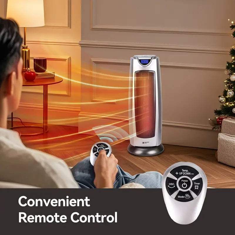 1500W Ceramic Tower Heater - Remote Control & Thermostat