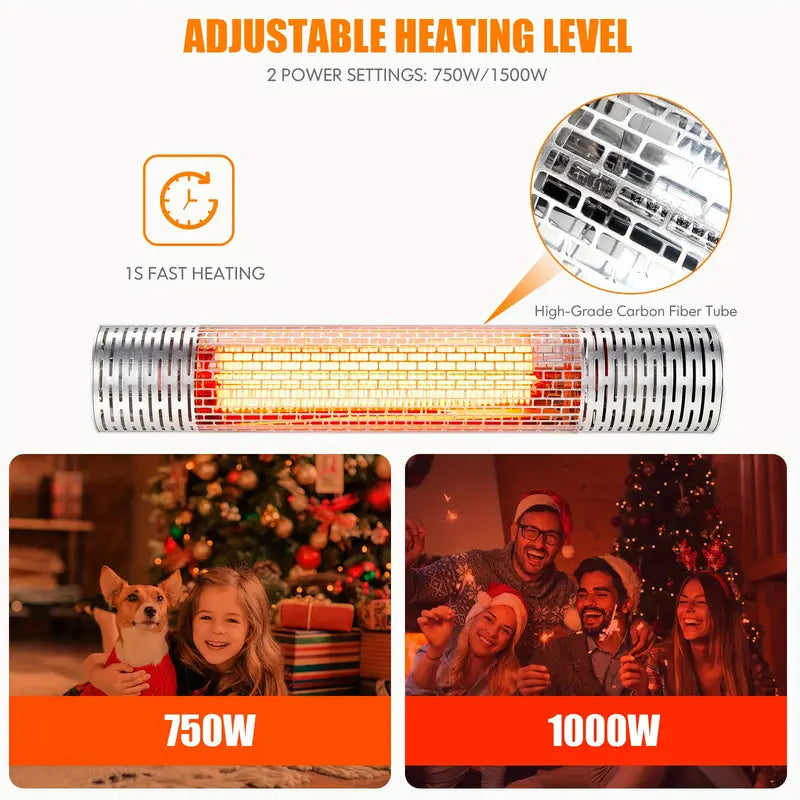 1500W Wall-Mounted Infrared Heater - Indoor & Outdoor