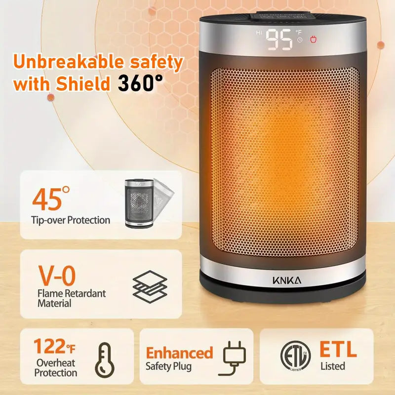 1500W Ceramic Space Heater - ECO Thermostat & 90° Oscillation