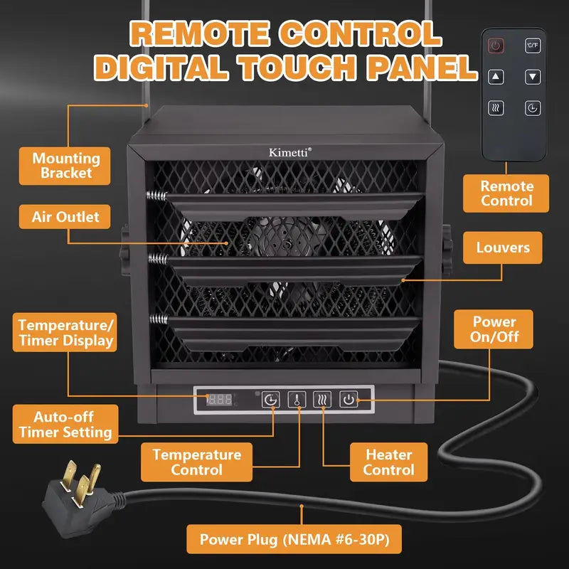 INNOVATIVE LIFE 4800W Electric Garage Heater - Remote, Overheat Protection