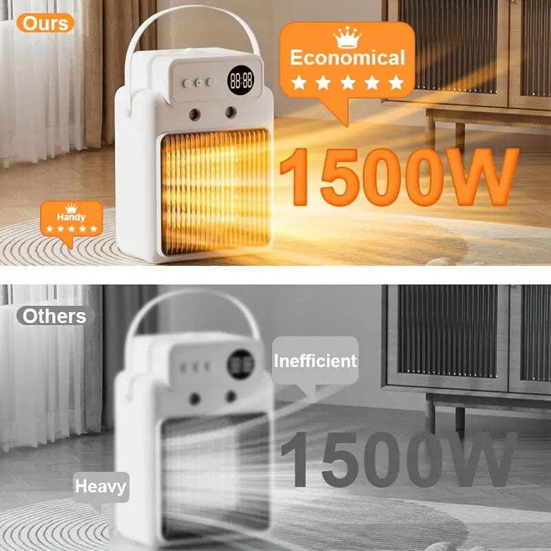 2-in-1 1200W Portable Heater Fan - Instant Heating & Air Purification