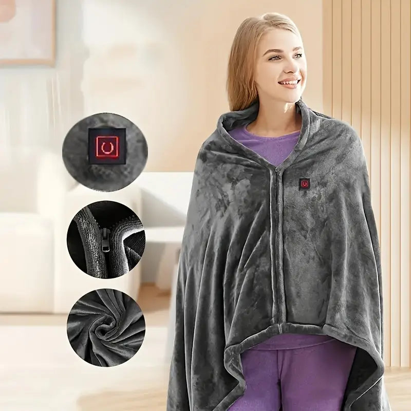 USB Powered Electric Blanket - 3-Speed Control, Portable Warm Shawl