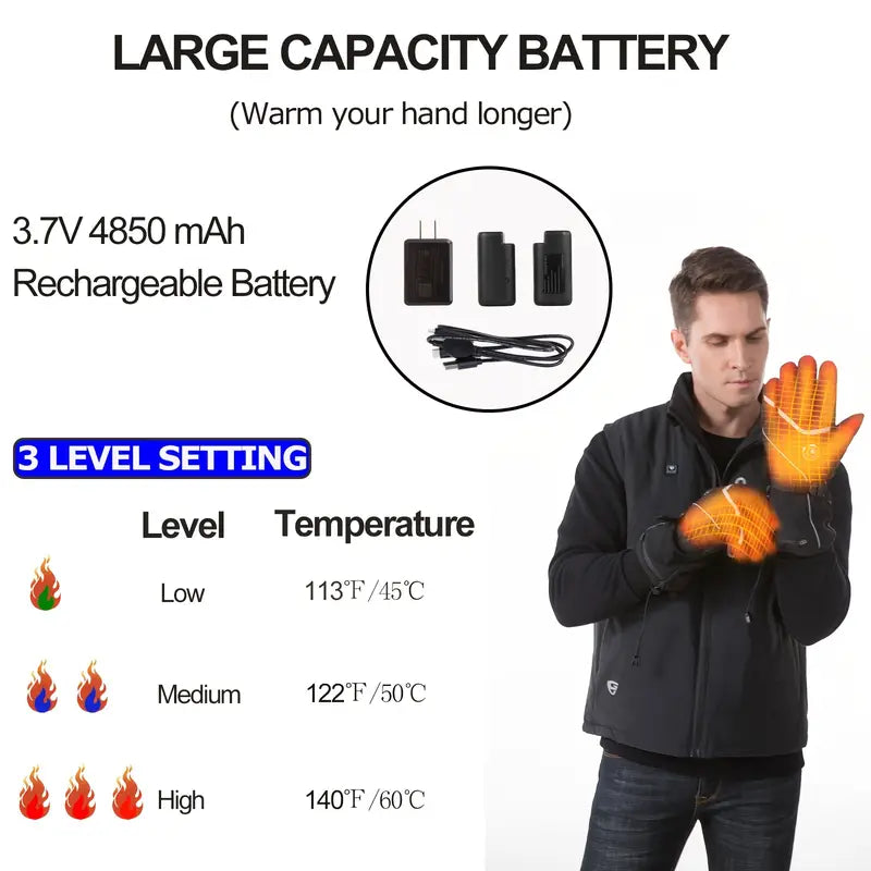 Heated Gloves for Men – Rechargeable Battery, Ski & Outdoor Use