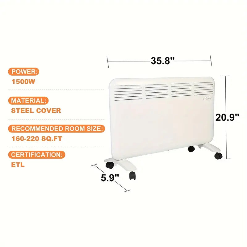 1500W Convection Space Heater - Wall Mounted & Freestanding