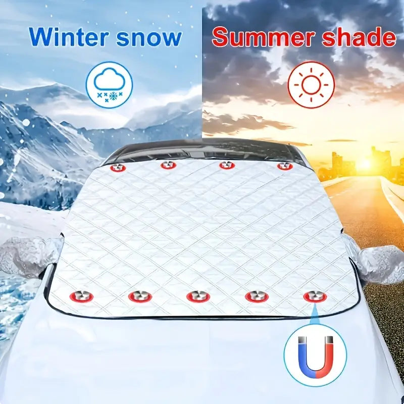 Heavy-Duty Magnetic Car Snow & Sun Shield - UV Protection, Universal Fit