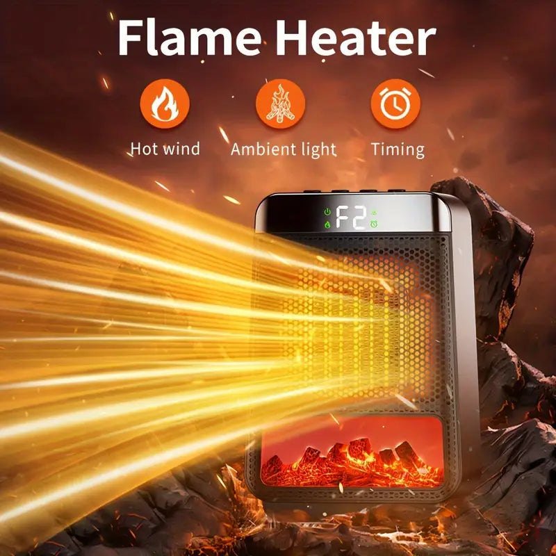 1500W 3D Flame Heater - Timer & Adjustable Temperature for Whole House