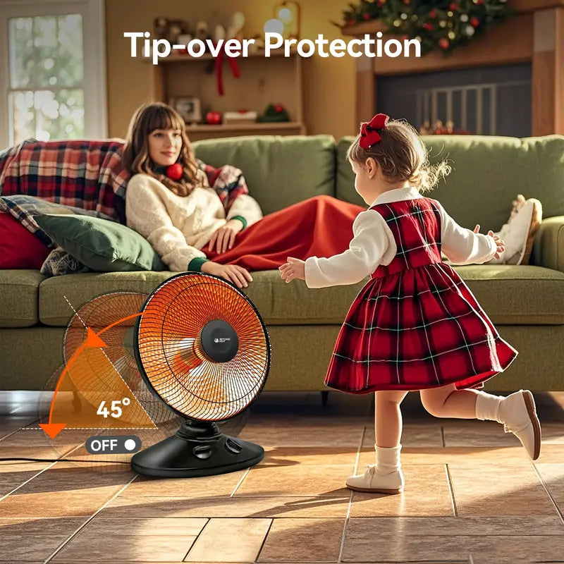 Oscillating Parabolic Space Heater - 770/1000W with Safety Features