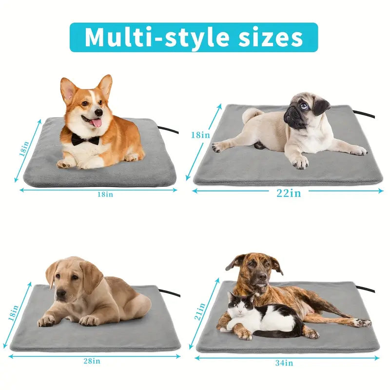 Digital Pet Heating Pad - Thermostat, Timer, Anti-Bite Cord, 80°F-130°F