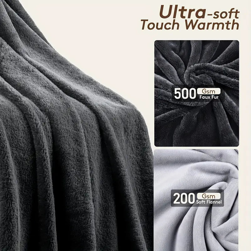 USB Rechargeable Flannel Blanket - Portable Shawl for Indoor/Outdoor