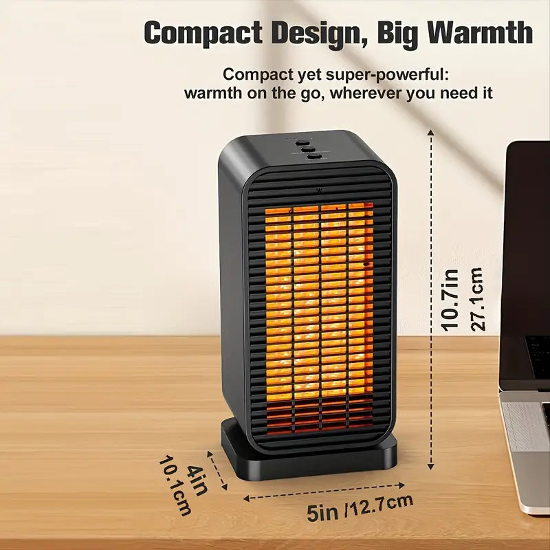 Portable Electric Heater & Cooling Fan - Remote & Safety Features