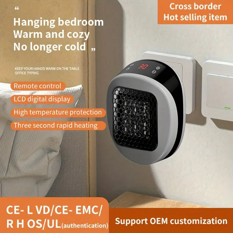 600W Smart Electric Fan Heater - Wall-Mounted Space Warmer