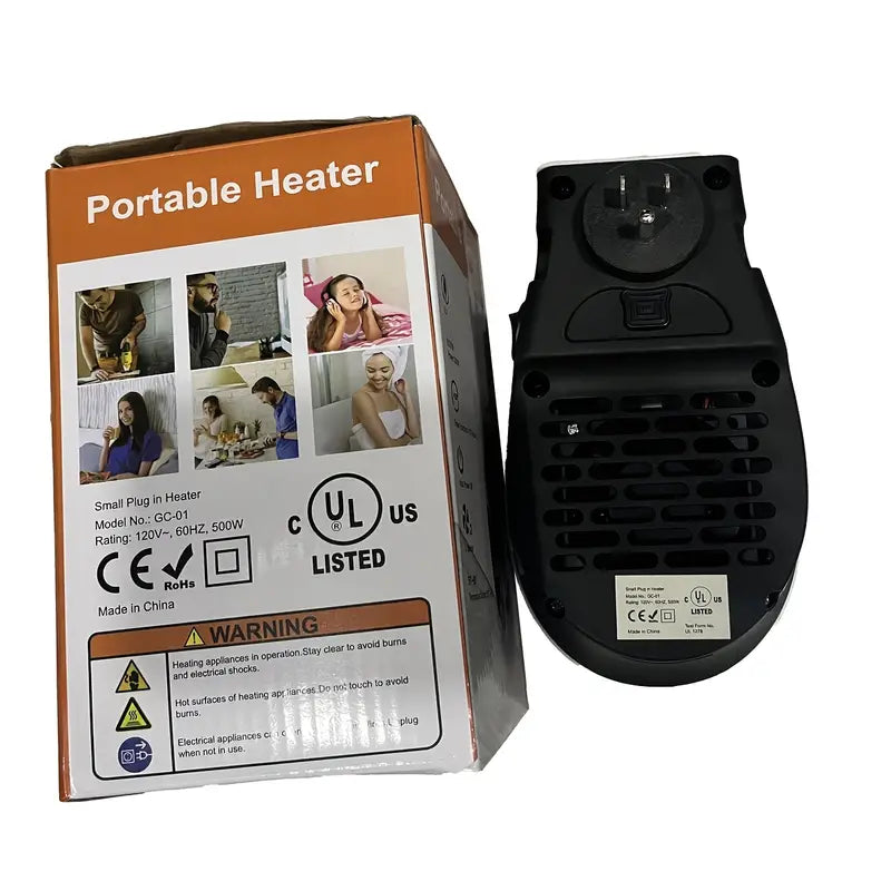 Small Space Heater with PTC Ceramic Heating, Adjustable Thermostat