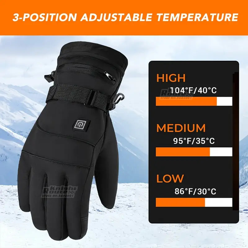 Men's Heated Gloves – Touchscreen, Battery Case, 3-Temperature Levels