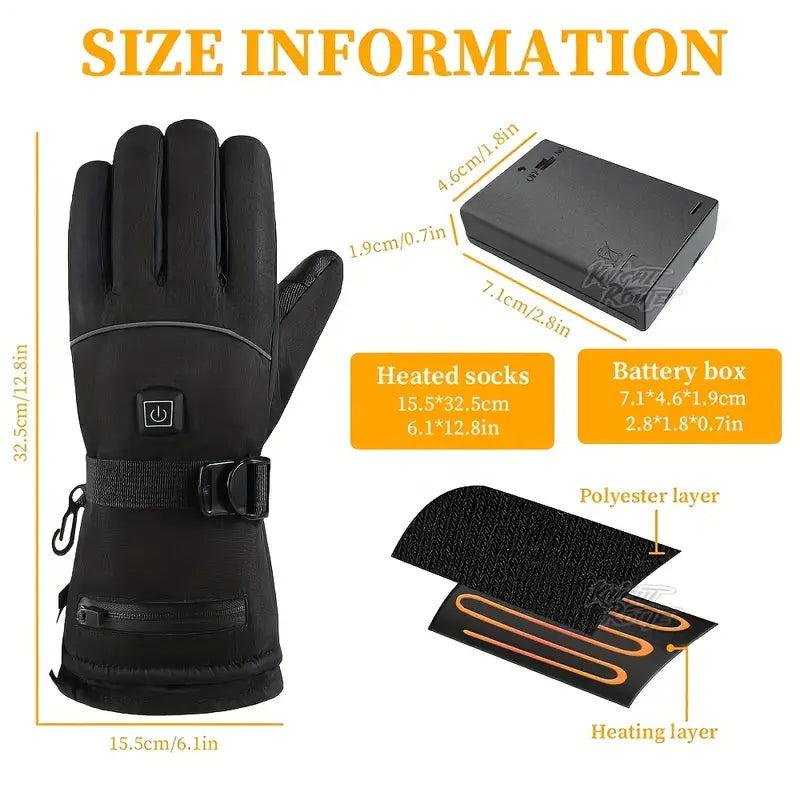 Men's Heated Gloves – Touchscreen, Battery Powered, Adjustable Fit