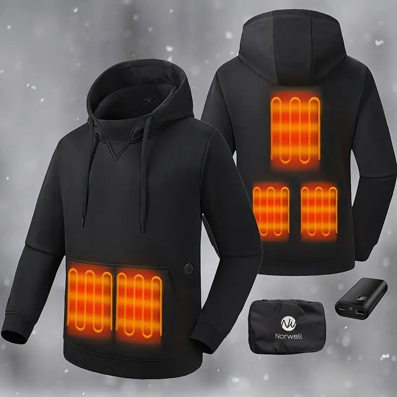 Unisex Heated Hoodie Sweatshirt - Fleece Lined, Battery Powered