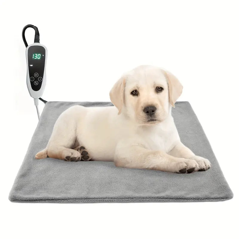 Digital Pet Heating Pad - Thermostat, Timer, Anti-Bite Cord, 80°F-130°F